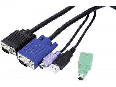 Cordon KVM combiné Type E3 Mixte USB+PS/2 - 1,80m