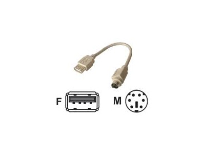 Adaptateur USB A femelle/MiniDin6 (PS/2) mâle 