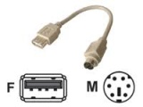 Adaptateur USB A femelle/MiniDin6 (PS/2) mâle 