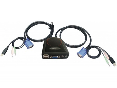 Mini KVM  2 ports VGA/USB + Audio avec câbles intégrés