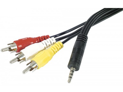 Cordon caméscope jack 3,5mm/3RCA - 1,80m