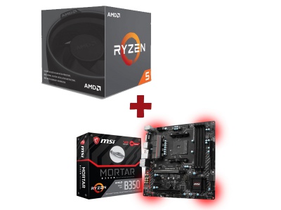 Kit Evolution AMD Ryzen 5 1600 + MSI B350M MORTAR Kit Evolution AMD Ryzen 5 1600 + MSI B350M MORTAR