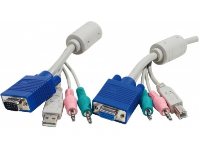 Cable cordons kvm E6 USB+HD15+AUDIO - 5M