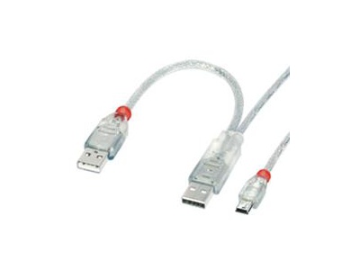 Cordon USB 2.0 type 2 x A Male / Mini USB type B Male - 0.50 m