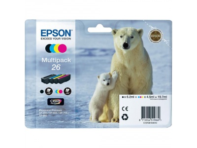 Multipack jet d'encre 26 noir, jaune, cyan, magenta (Epson C13T26164010)